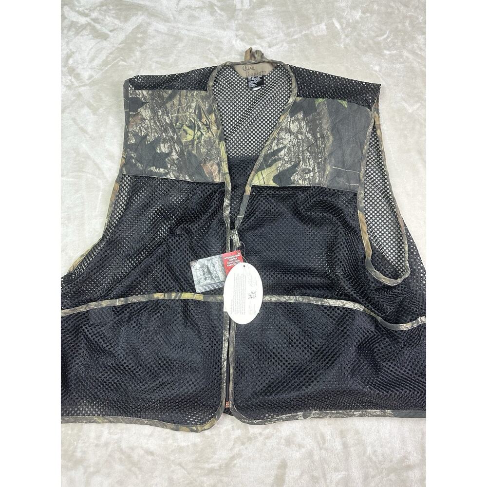 NWT Quail Unlimited Hunting Vest Mens 2XL Forest Camo Mesh Zip Up Lightweight